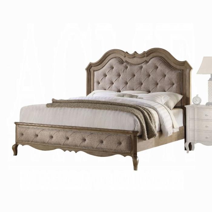 Chelmsford Beige Fabric & Antique Taupe Eastern King Bed - Furniture & Design Outlet (Kalamazoo,MI)