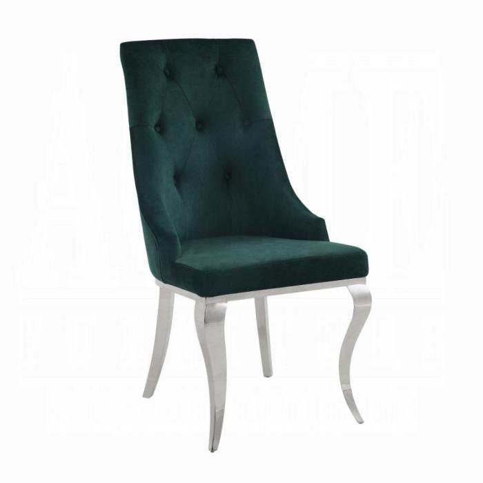 Dekel Green Fabric & Stainless Steel Side Chair - Furniture & Design Outlet (Kalamazoo,MI)
