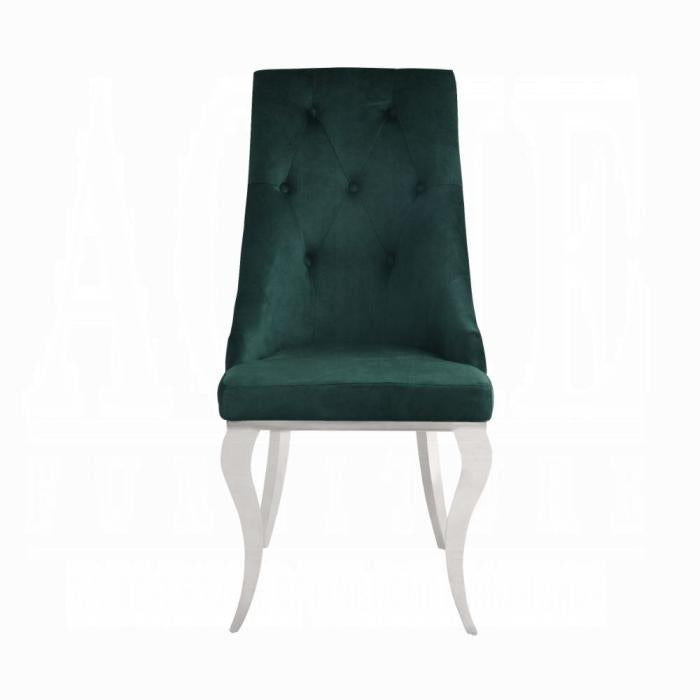 Dekel Green Fabric & Stainless Steel Side Chair - Furniture & Design Outlet (Kalamazoo,MI)