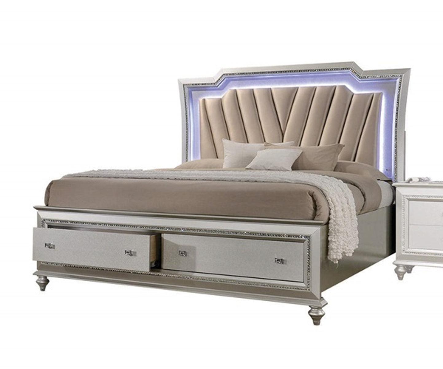 Acme Furniture Kaitlyn Queen Storage Bed in Champagne - Furniture & Design Outlet (Kalamazoo,MI)