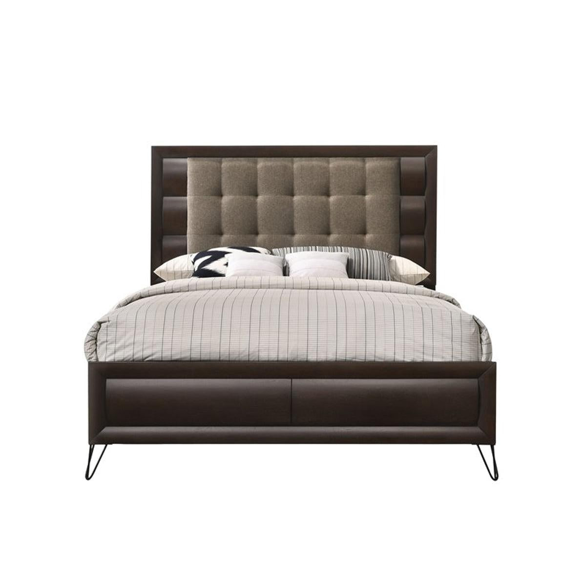 Acme Furniture Tablita Upholstered Queen Bed in Dark Merlot 27460Q - Furniture & Design Outlet (Kalamazoo,MI)