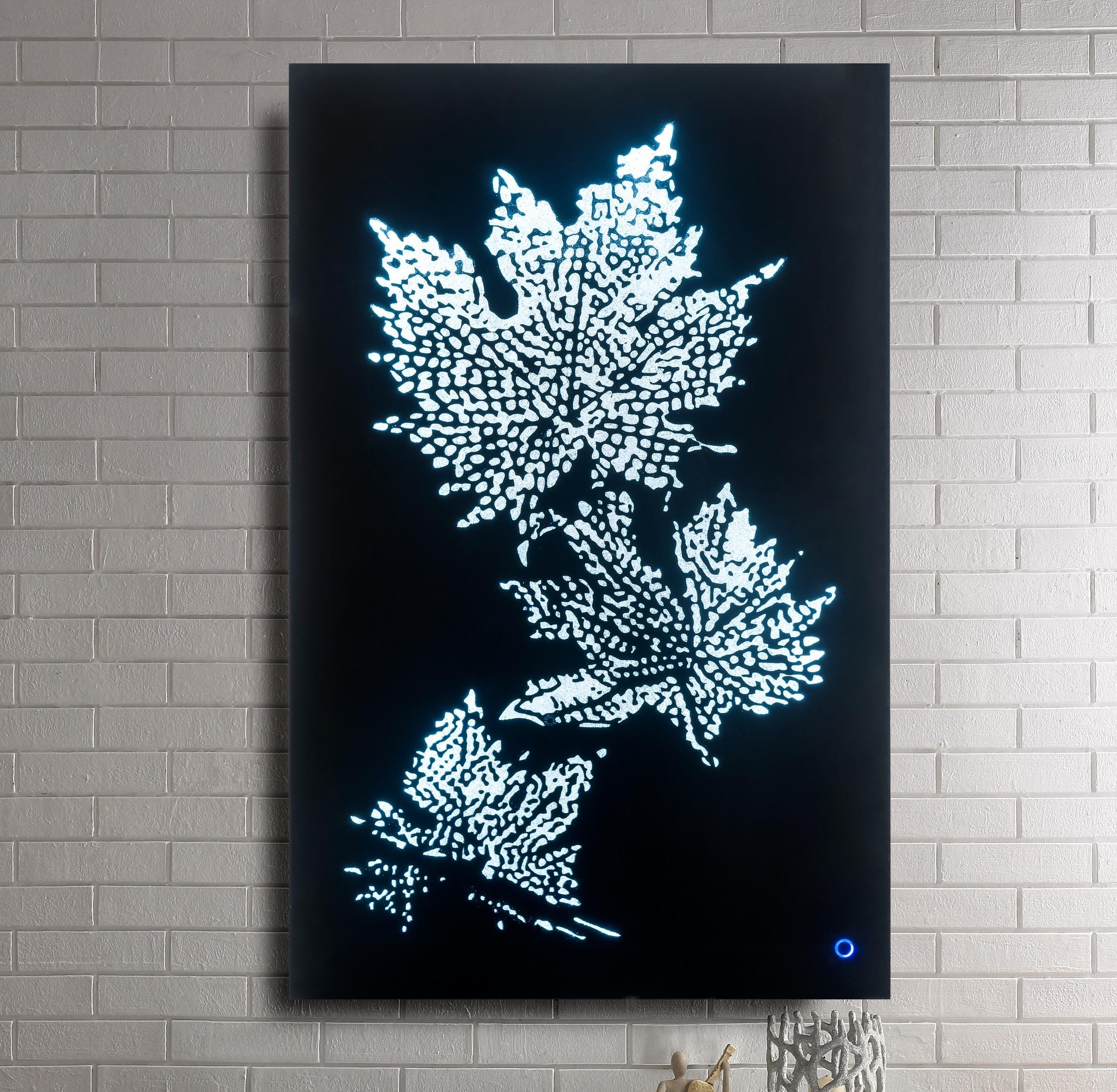 Hadrias Smoky Glass & Faux Crystal Wall Art (LED) - Furniture & Design Outlet (Kalamazoo,MI)