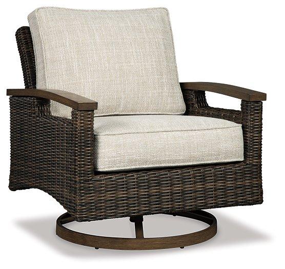 Paradise Trail Paradise Trail Fire Pit Table with 4 Nuvella Swivel Lounge Chairs - Furniture & Design Outlet (Kalamazoo,MI)