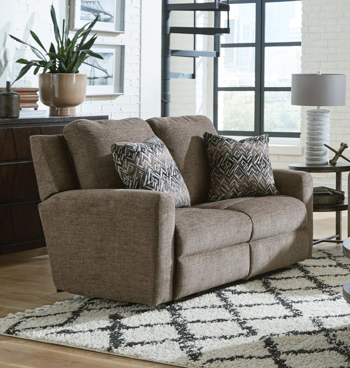 Catnapper Calvin Reclining Loveseat in Otter/Midnight 1632