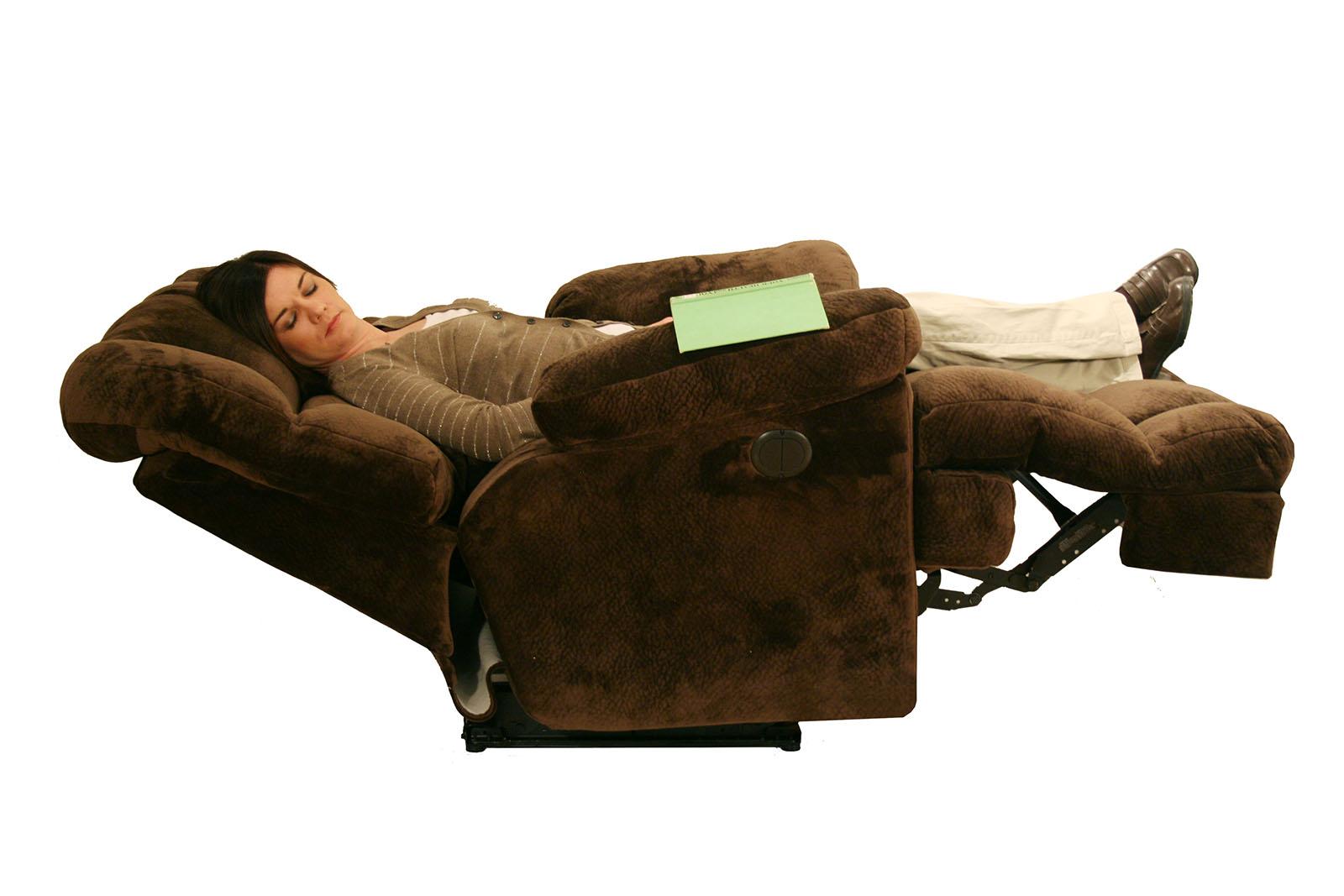 Catnapper Cloud 12 Power Chaise Lay Flat Recliner in Chocolate - Furniture & Design Outlet (Kalamazoo,MI)