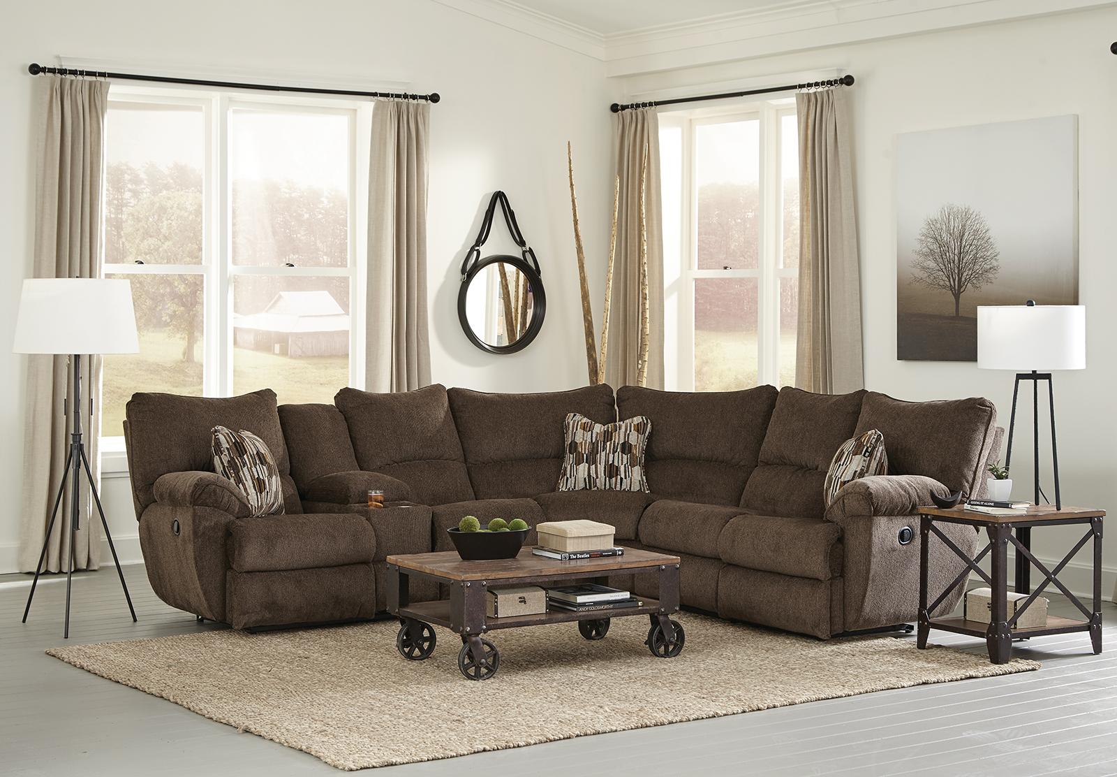 Catnapper Elliott 2pc Power Lay Flat Reclining Sectional in Chocolate - Furniture & Design Outlet (Kalamazoo,MI)