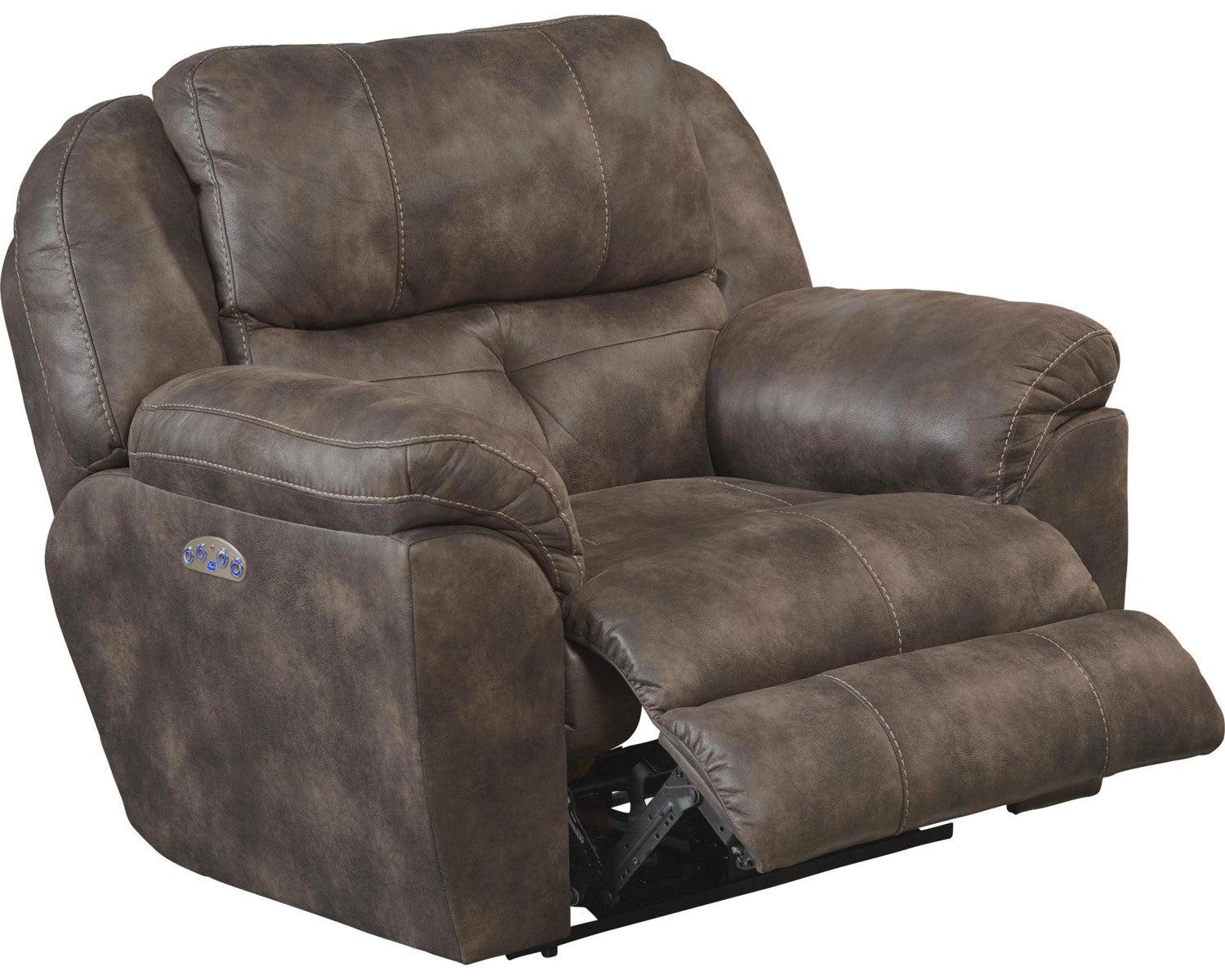 Catnapper Ferrington Power Headrest with Lumbar Power Lay Flat Recliner in Dusk - Furniture & Design Outlet (Kalamazoo,MI)
