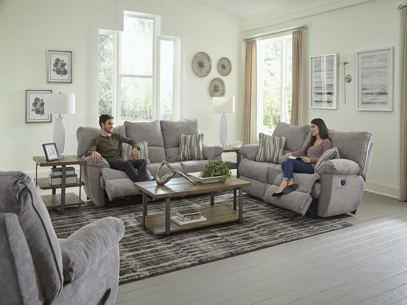 Catnapper Furniture Sadler Lay Flat Reclining Sofa with DDT in Mica - Furniture & Design Outlet (Kalamazoo,MI)