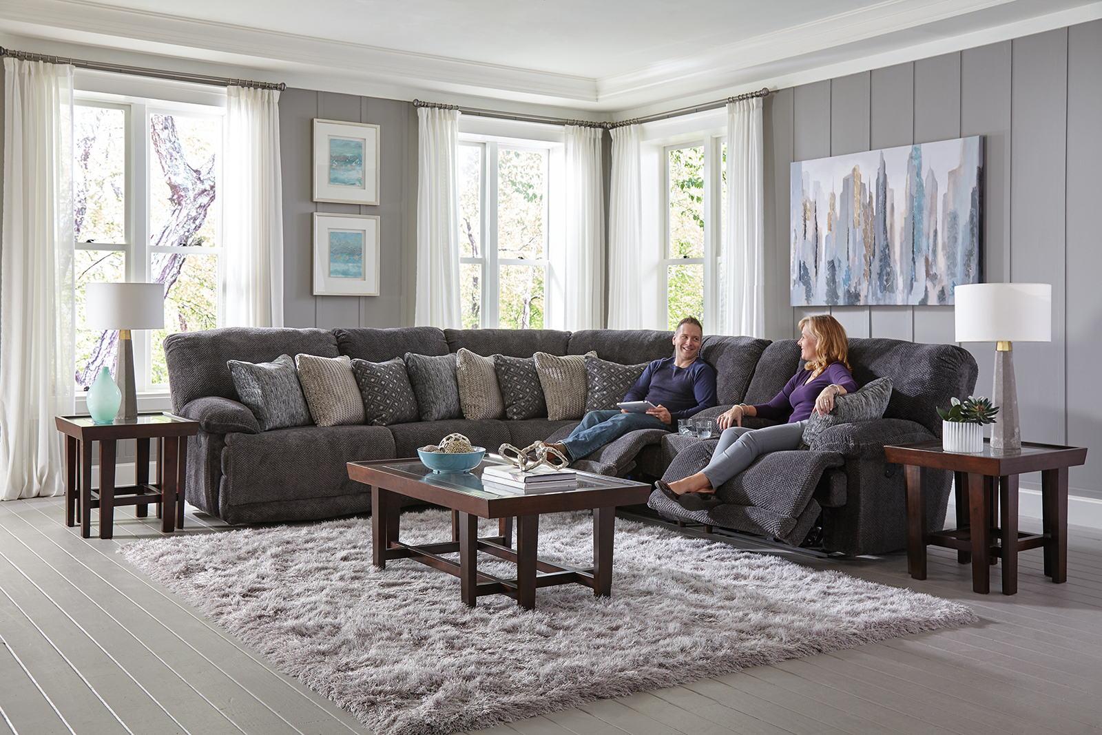 Catnapper Furniture Burbank 6pc Power Reclining Sectional in Smoke