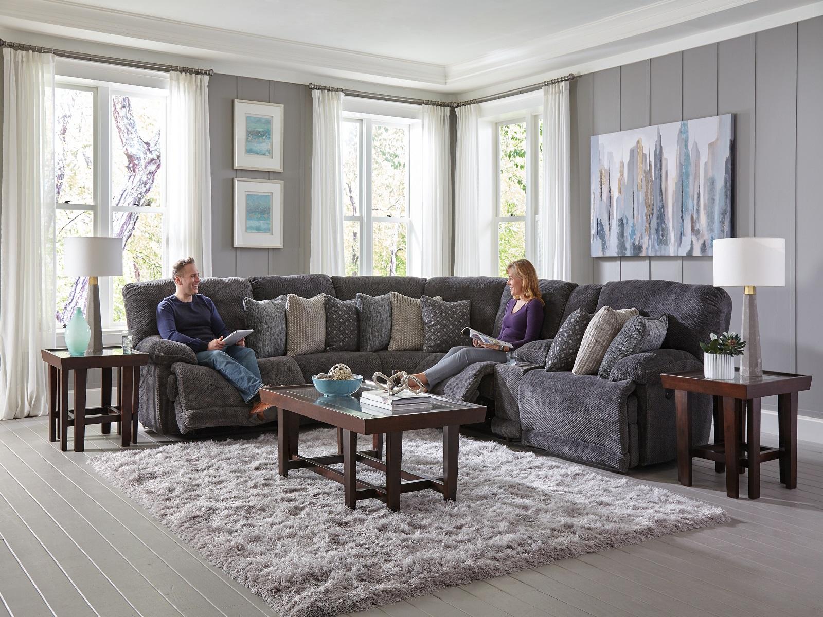 Catnapper Furniture Burbank Lay Flat Armless Recliner in Smoke - Furniture & Design Outlet (Kalamazoo,MI)