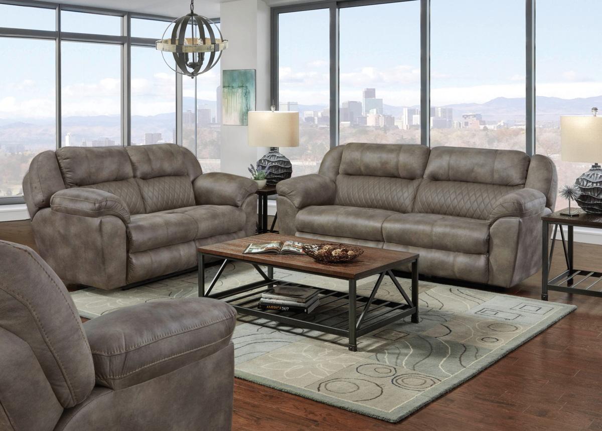 Catnapper Furniture Flynn Power Headrest w/ Lumbar Power Lay Flat Gliding Loveseat in Fig - Furniture & Design Outlet (Kalamazoo,MI)
