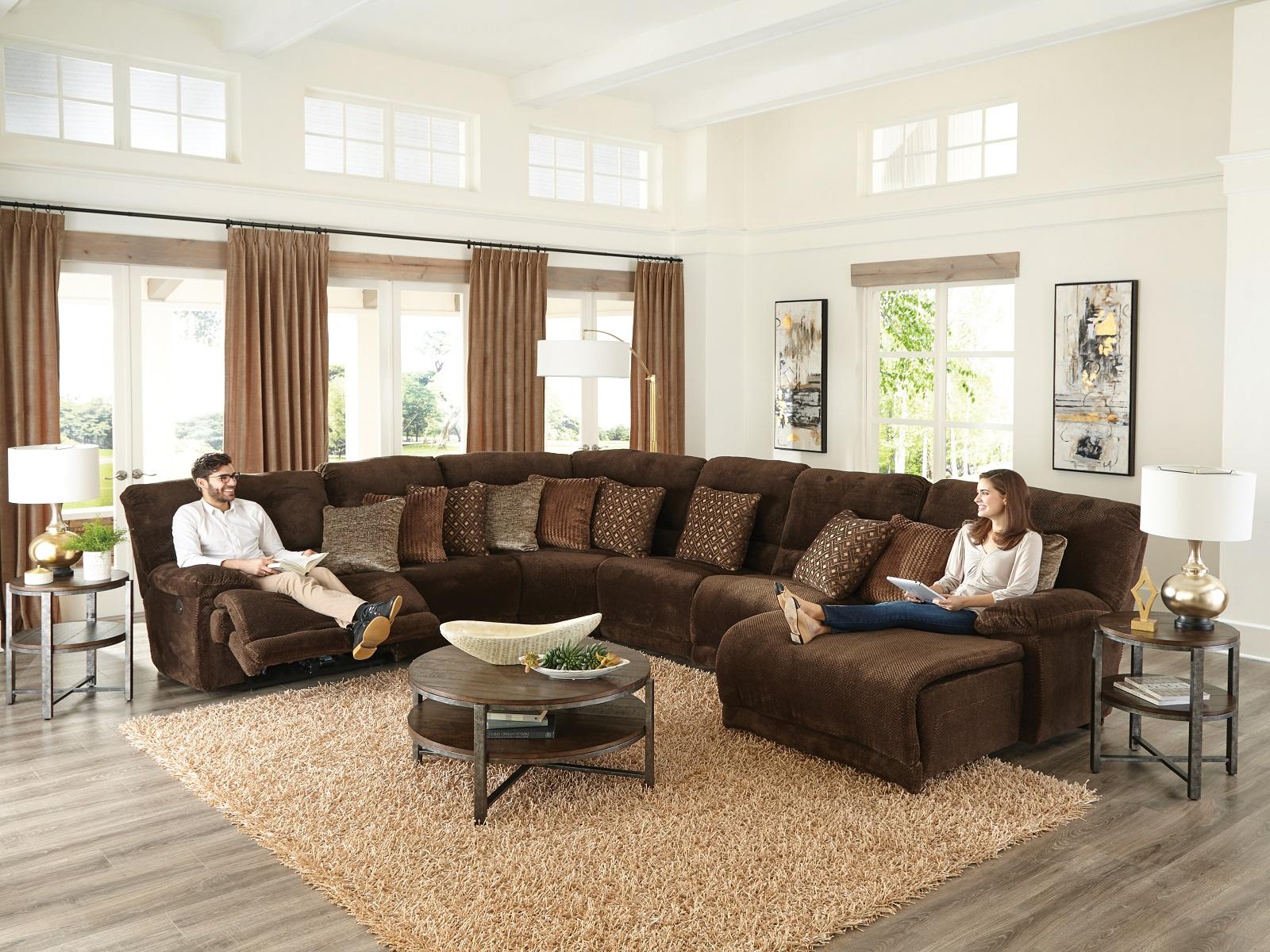 Catnapper Furniture Burbank Right Side Facing Chaise in Chocolate