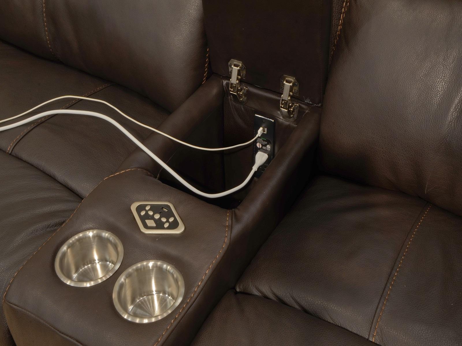 Catnapper Furniture Mara Voice Power Headrest with Lumbar Power Lay Flat Reclining Console Sofa in Coffee - Furniture & Design Outlet (Kalamazoo,MI)