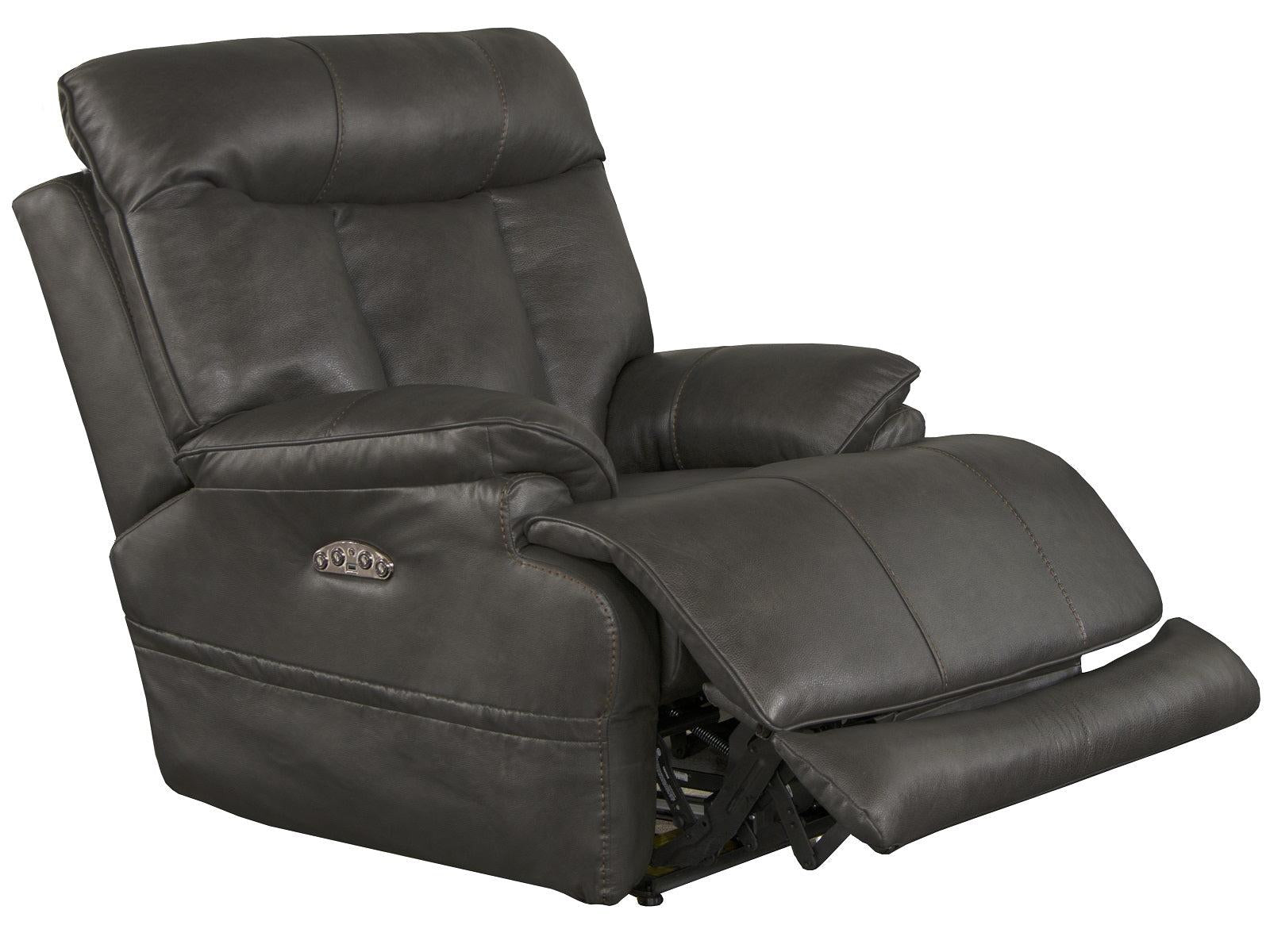 Catnapper Furniture Naples Power Headrest with Lumbar Power Lay Flat Recliner with Extended Ottoman in Steel - Furniture & Design Outlet (Kalamazoo,MI)