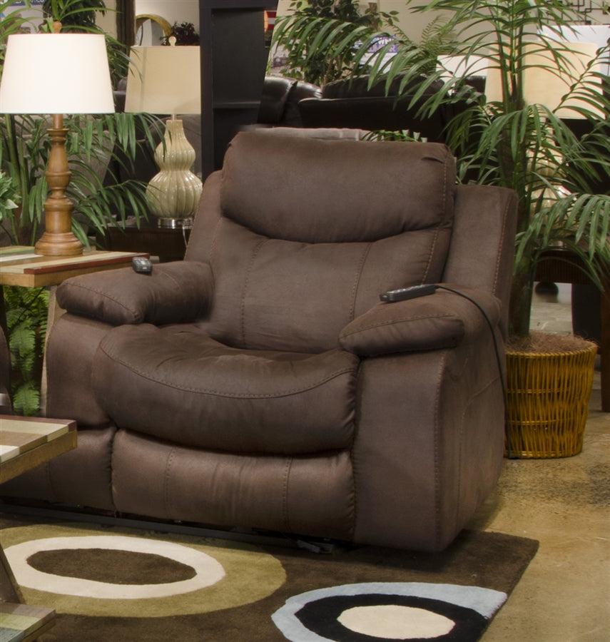 Catnapper Palmer Power Headrest w/ Lumbar Power Lay Flat Recliner in Saddle - Furniture & Design Outlet (Kalamazoo,MI)