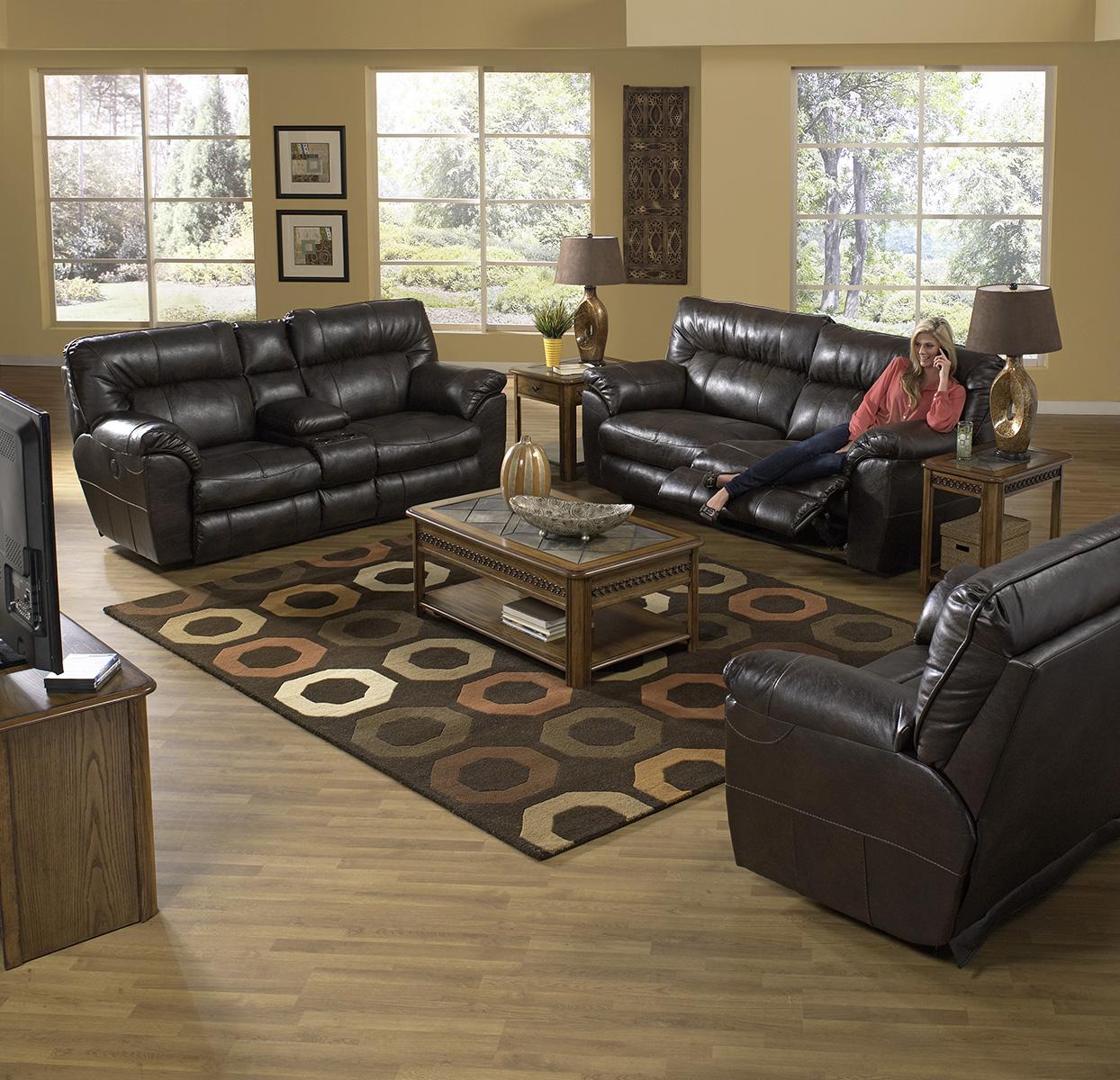 Catnapper Nolan Power Extra Wide Reclining Console Loveseat w/ Storage & Cupholder in Godiva - Furniture & Design Outlet (Kalamazoo,MI)