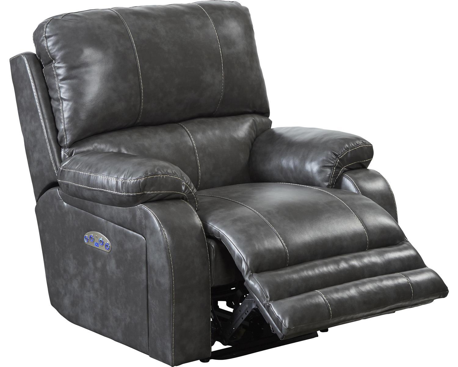 Catnapper Thornton Power Headrest/Power Lay Flat Recliner in Steel - Furniture & Design Outlet (Kalamazoo,MI)