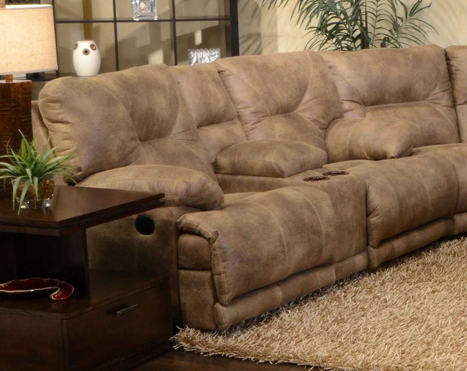 Catnapper Voyager Lay Flat Reclining Console Loveseat in Brandy Off - Furniture & Design Outlet (Kalamazoo,MI)