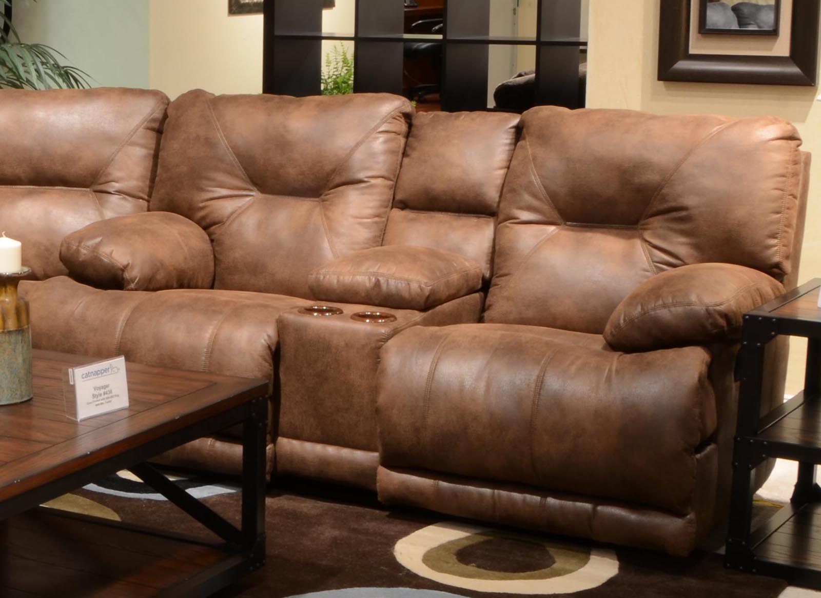 Catnapper Voyager Power Lay Flat Reclining Console Loveseat in Elk - Furniture & Design Outlet (Kalamazoo,MI)