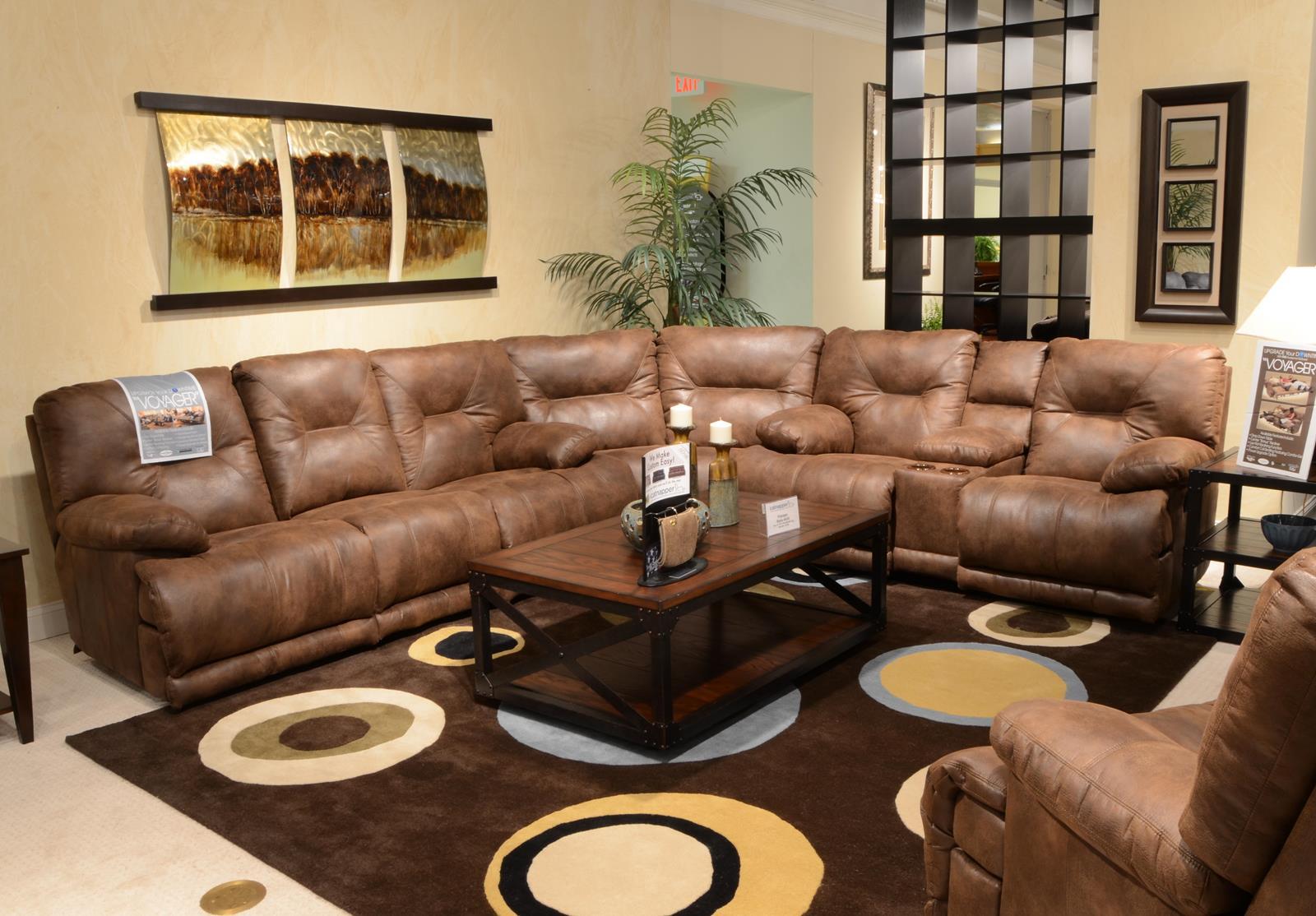 Catnapper Voyager Power Lay Flat Reclining Sofa with Drop Down Table in Elk - Furniture & Design Outlet (Kalamazoo,MI)