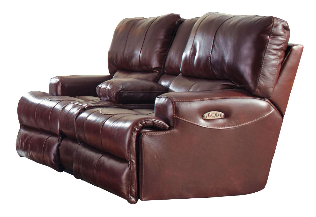 Catnapper Wembley Lay Flat Reclining Console Loveseat in Walnut