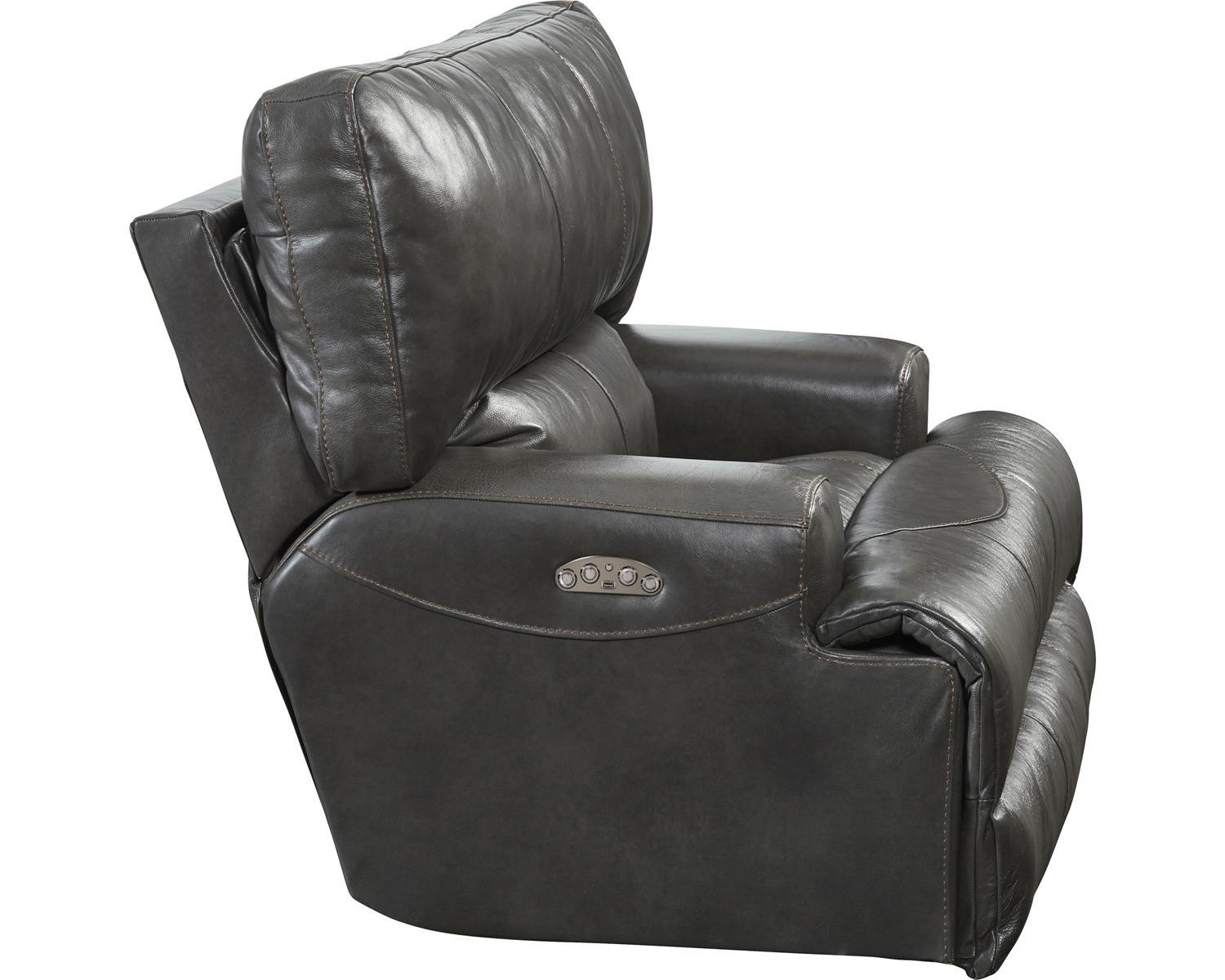 Catnapper Wembley Power Headrest w/ Lumbar Lay Flat Recliner in Steel - Furniture & Design Outlet (Kalamazoo,MI)