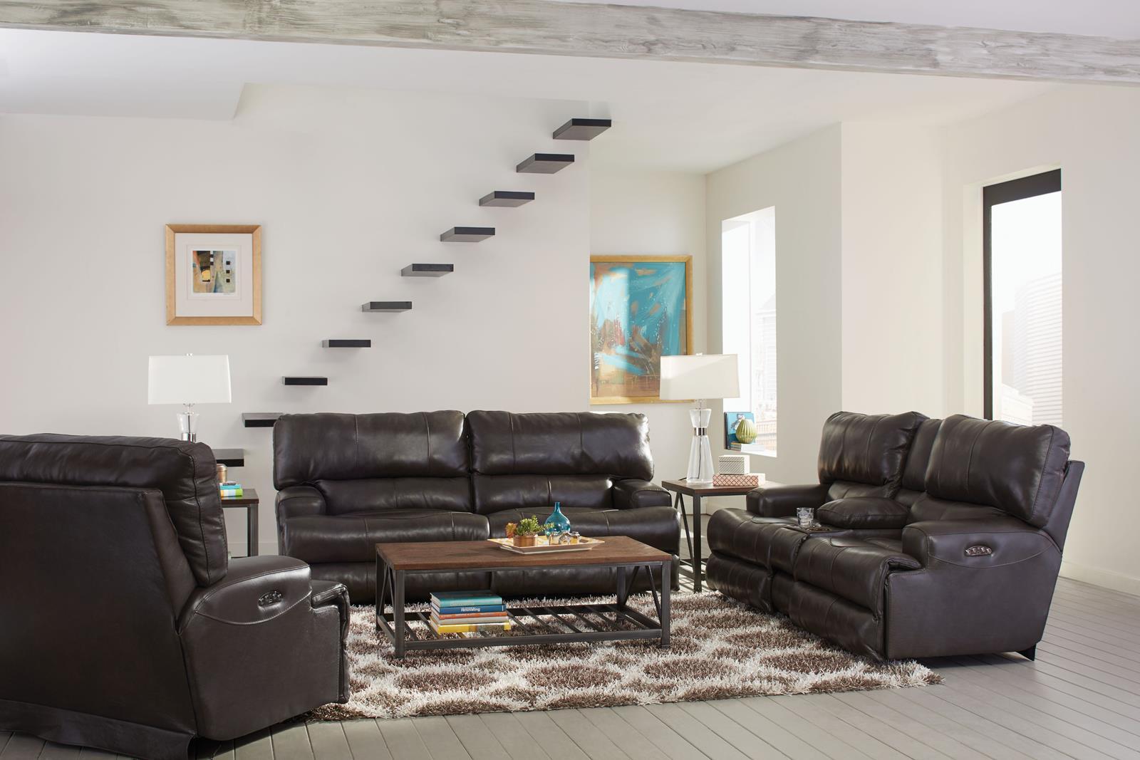 Catnapper Wembley Lay Flat Reclining Sofa in Steel - Furniture & Design Outlet (Kalamazoo,MI)