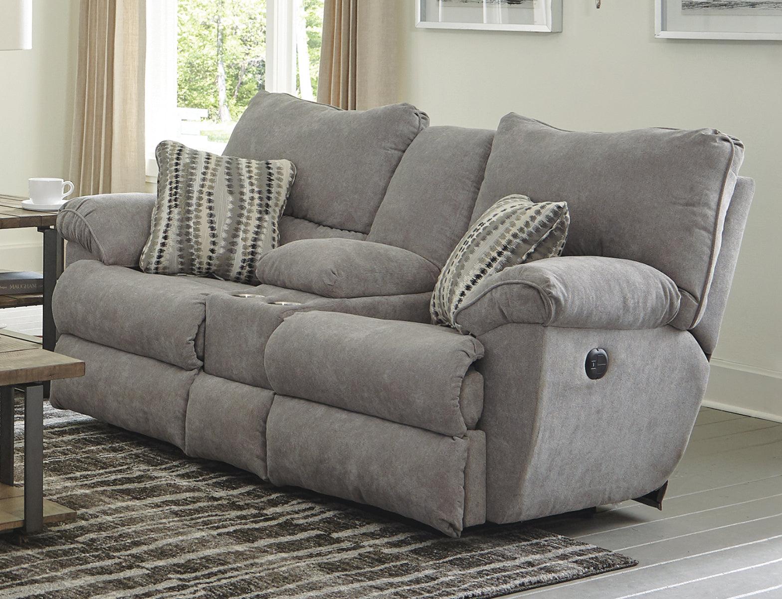 Catnapper Furnture Sadler Lay Flat Reclining Console Loveseat in Mica - Furniture & Design Outlet (Kalamazoo,MI)
