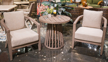 Joy Lagoon Outdoor Chairs with Cushions/Table (Set of 3) - Furniture & Design Outlet (Kalamazoo,MI)