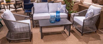 Bridges Beach Outdoor Love/Chairs/Table Set (Set of 4) - Furniture & Design Outlet (Kalamazoo,MI)