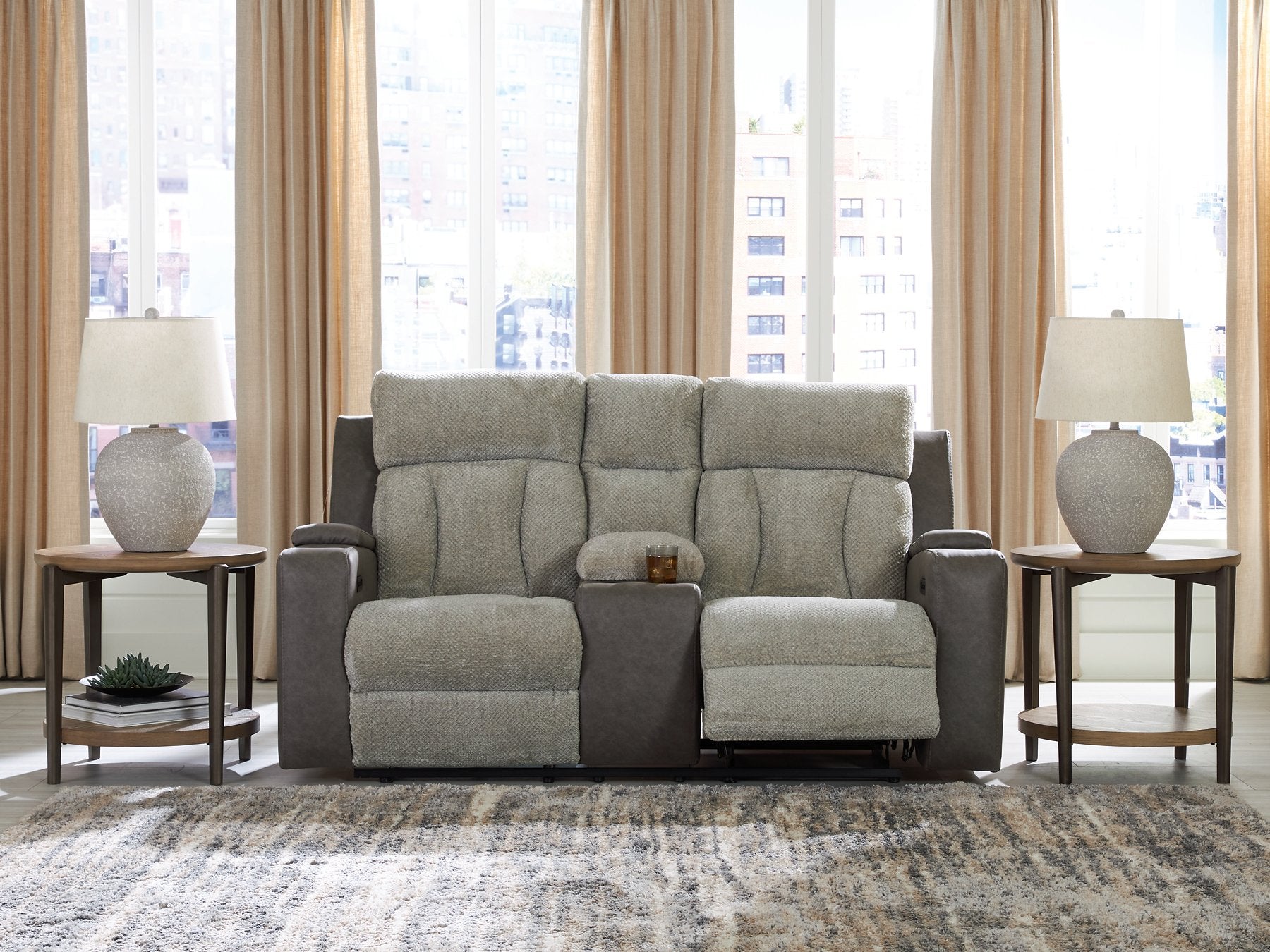 WhipLash Power Reclining Loveseat with Console - Furniture & Design Outlet (Kalamazoo,MI)