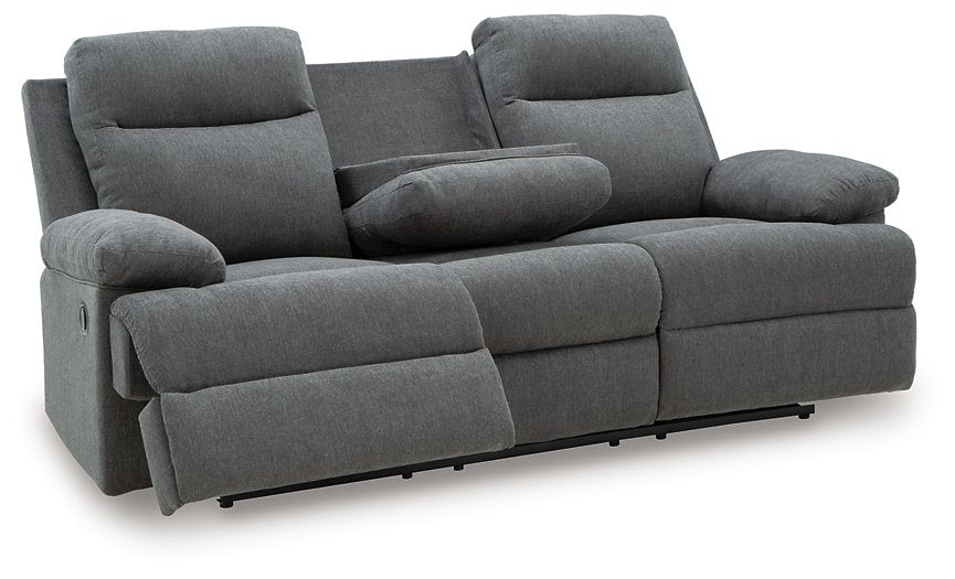 Side-Swipe Reclining Sofa with Drop Down Table - Furniture & Design Outlet (Kalamazoo,MI)
