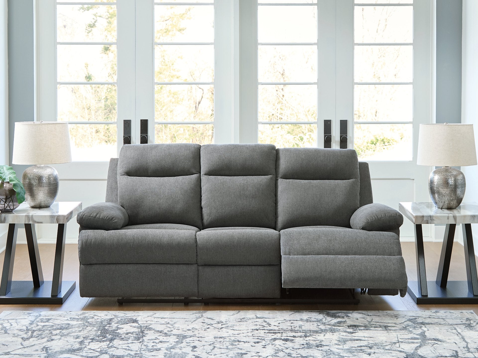 Side-Swipe Reclining Sofa with Drop Down Table - Furniture & Design Outlet (Kalamazoo,MI)