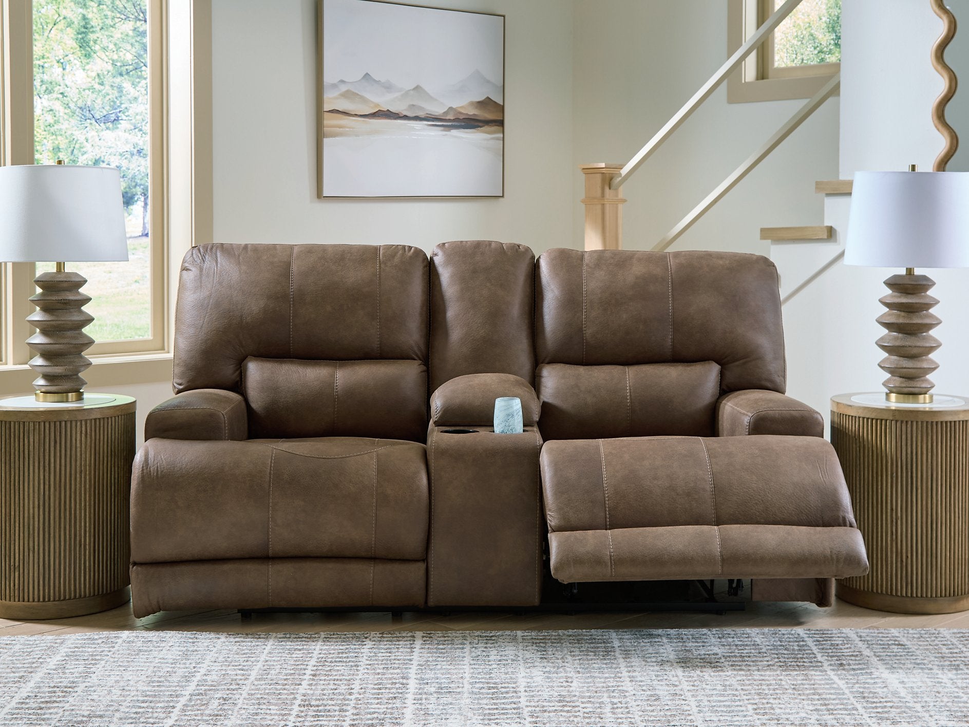 Beckley Place Power Reclining Loveseat with Console - Furniture & Design Outlet (Kalamazoo,MI)