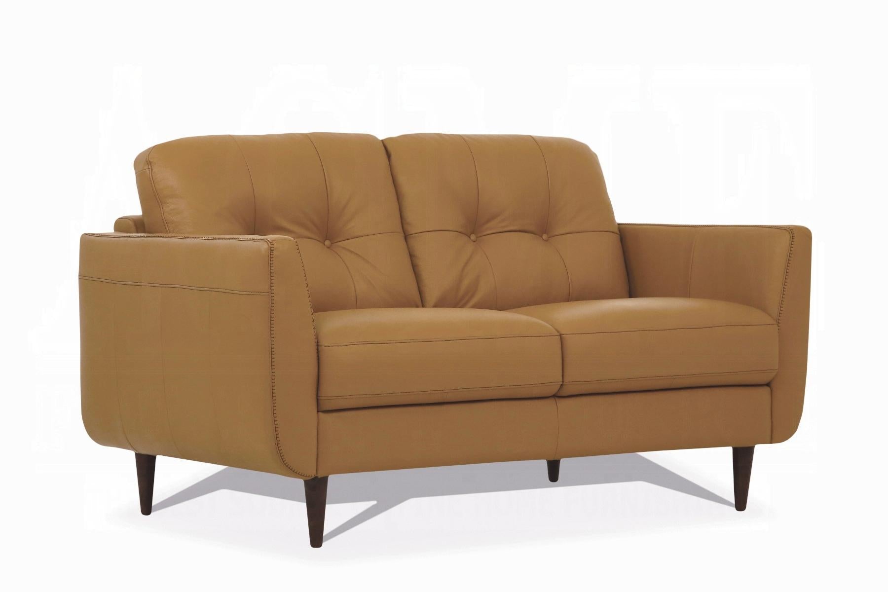 Radwan Camel Leather Loveseat - Furniture & Design Outlet (Kalamazoo,MI)