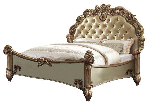 Acme Vendome Button Tufted Queen Bed in Gold Patina 23000Q - Furniture & Design Outlet (Kalamazoo,MI)