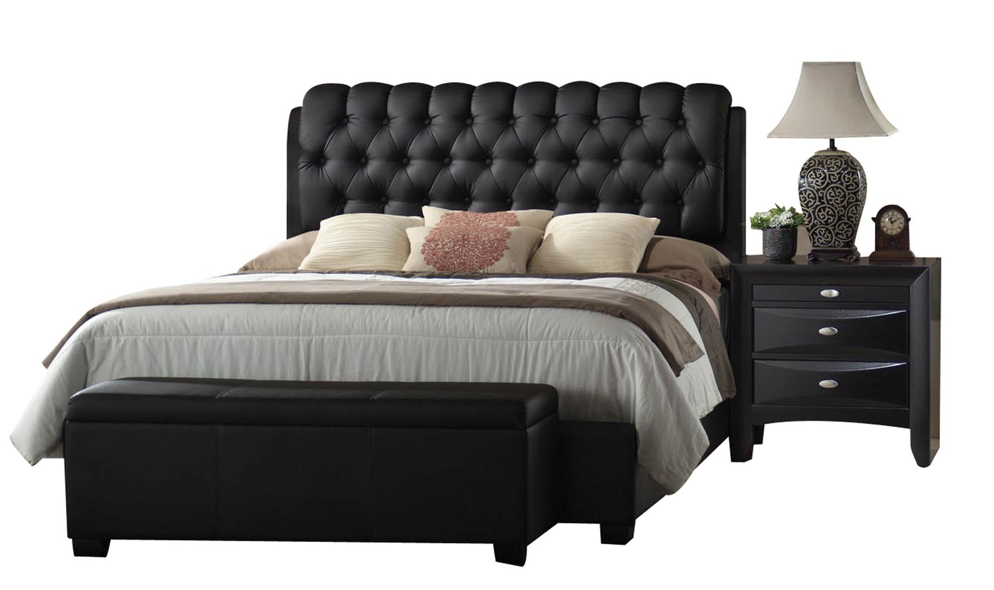 Ireland II Black PU Queen Bed - Furniture & Design Outlet (Kalamazoo,MI)