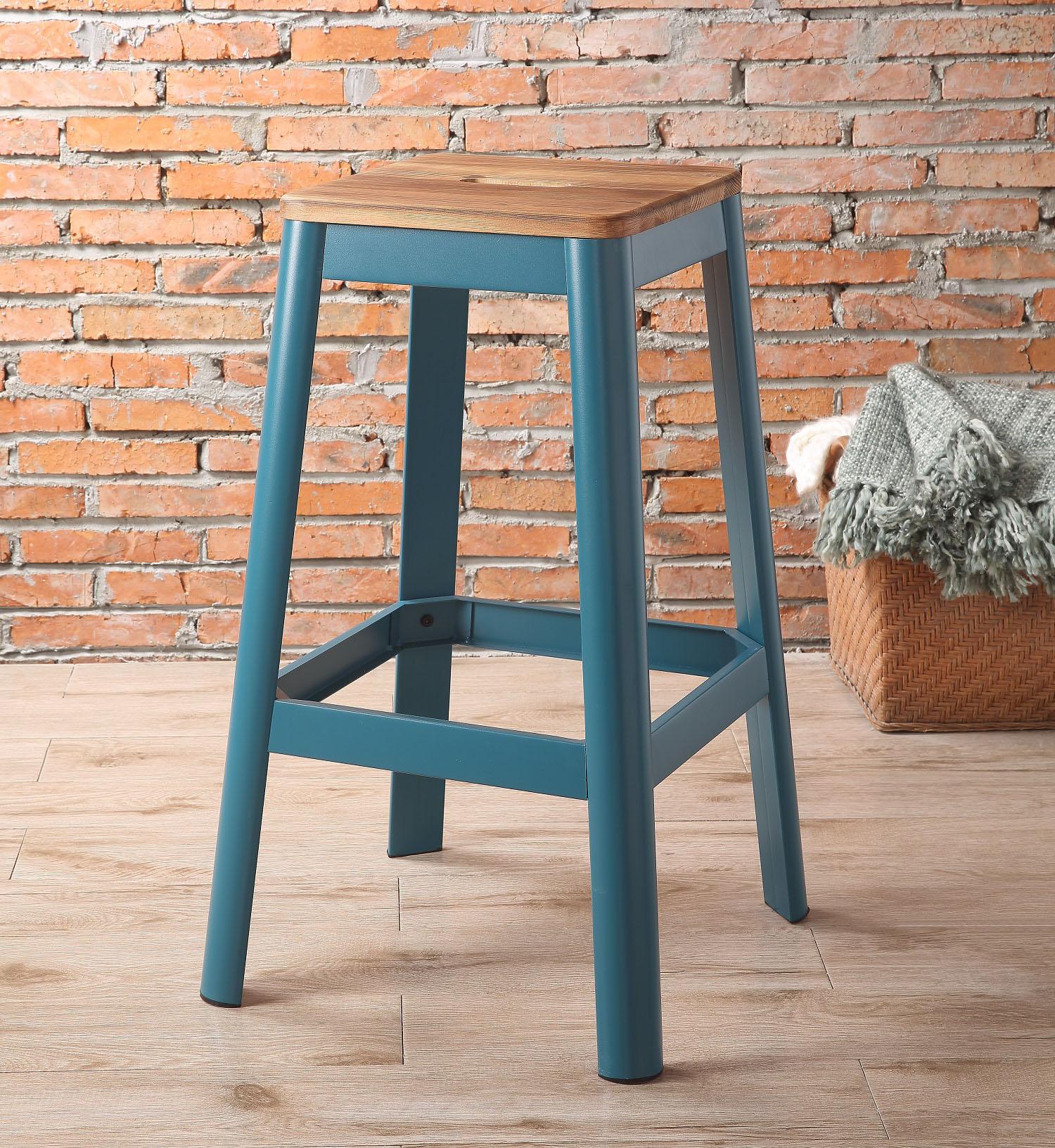 Jacotte Natural & Teal Bar Stool (1Pc) image