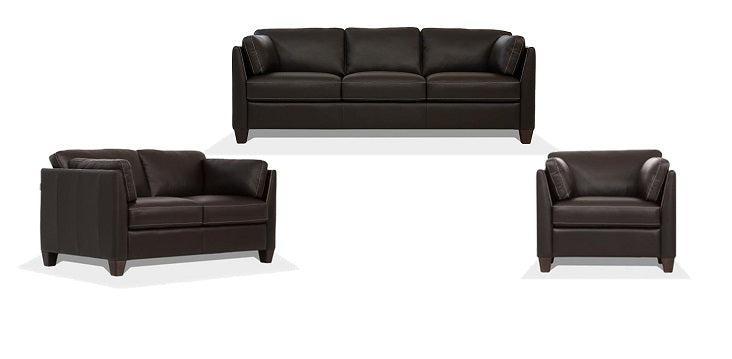 Matias Chocolate Leather Sofa - Furniture & Design Outlet (Kalamazoo,MI)