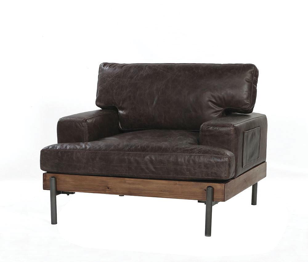 Silchester Oak & Distress Chocolate Top Grain Leather Chair image