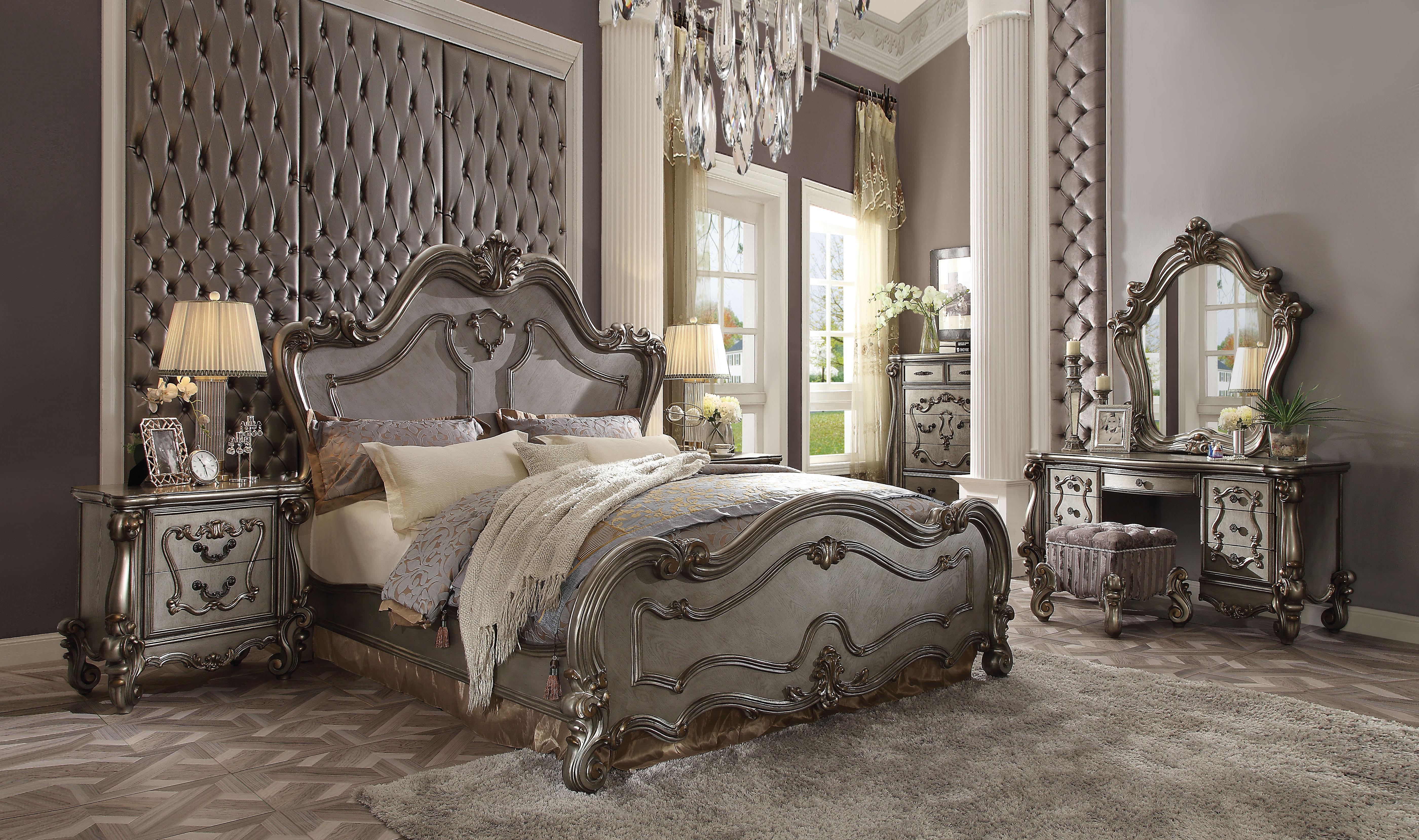 Versailles Antique Platinum Queen Bed - Furniture & Design Outlet (Kalamazoo,MI)