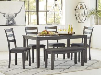 Bridson Dining Table and Chairs with Bench (Set of 6) - Furniture & Design Outlet (Kalamazoo,MI)