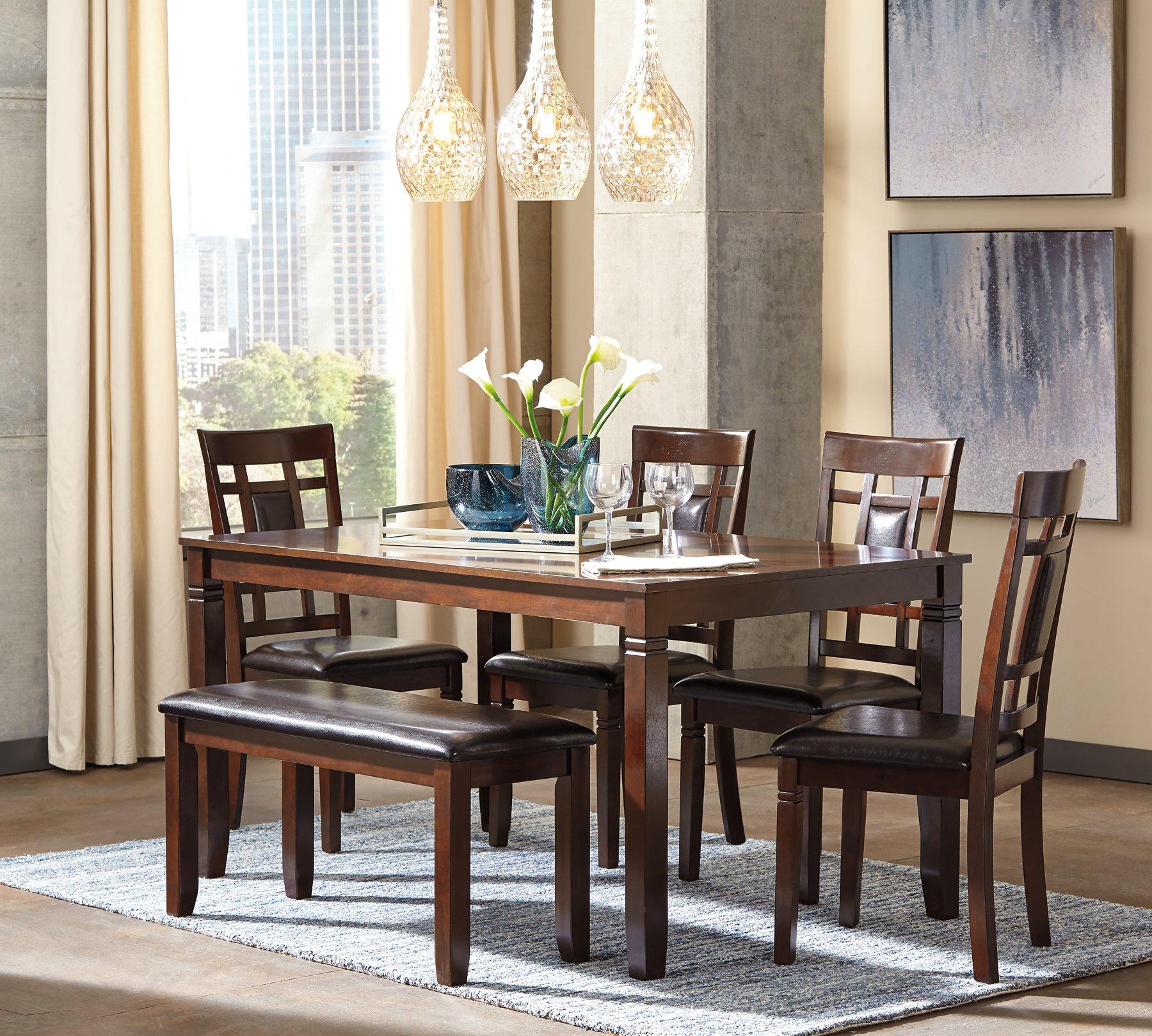 Bennox Dining Table and Chairs with Bench (Set of 6) - Furniture & Design Outlet (Kalamazoo,MI)
