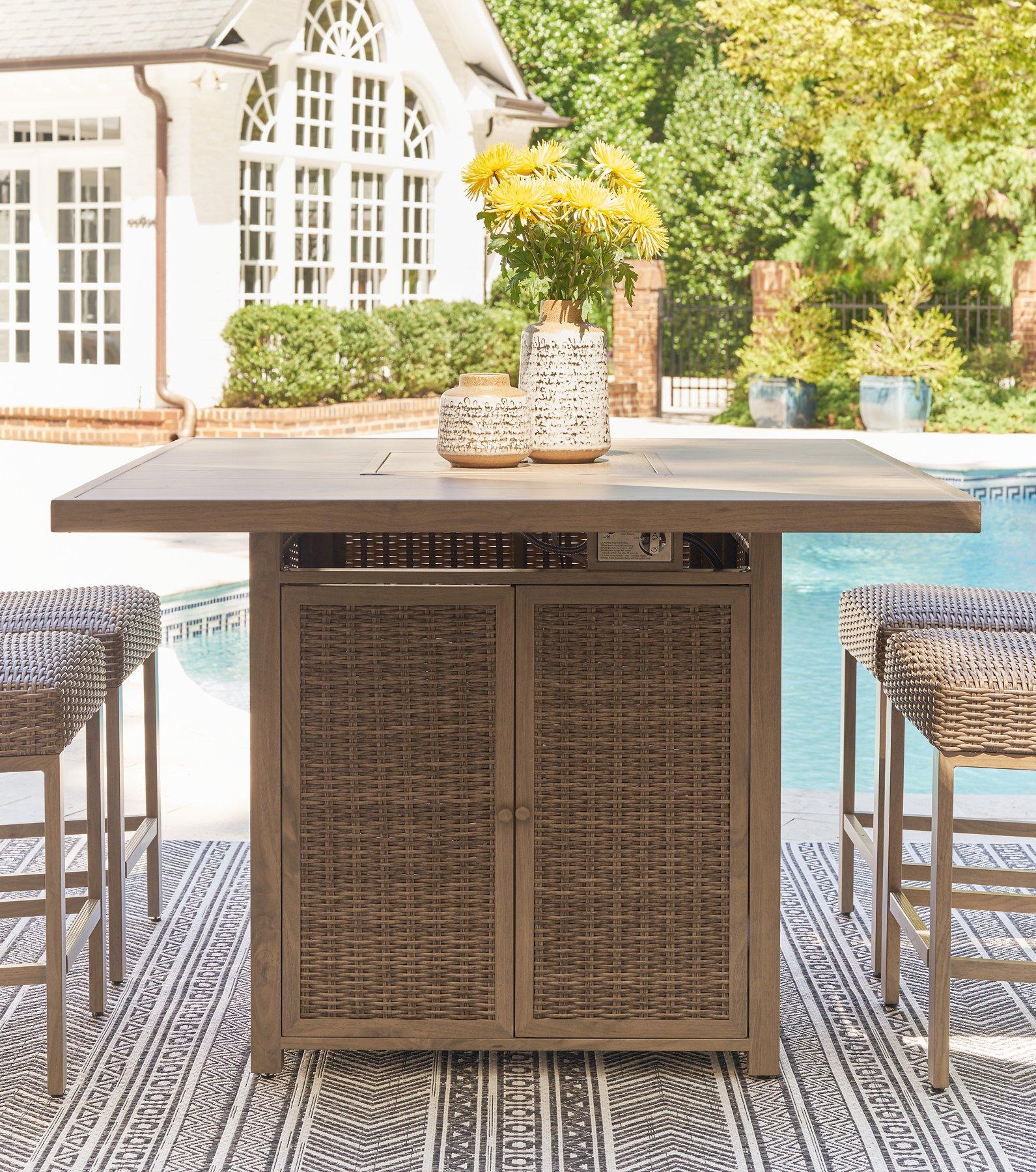 Walton Bridge Outdoor Bar Table with Fire Pit - Furniture & Design Outlet (Kalamazoo,MI)