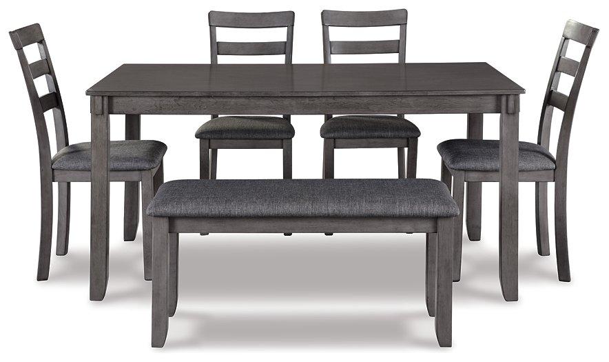 Bridson Dining Table and Chairs with Bench (Set of 6) - Furniture & Design Outlet (Kalamazoo,MI)