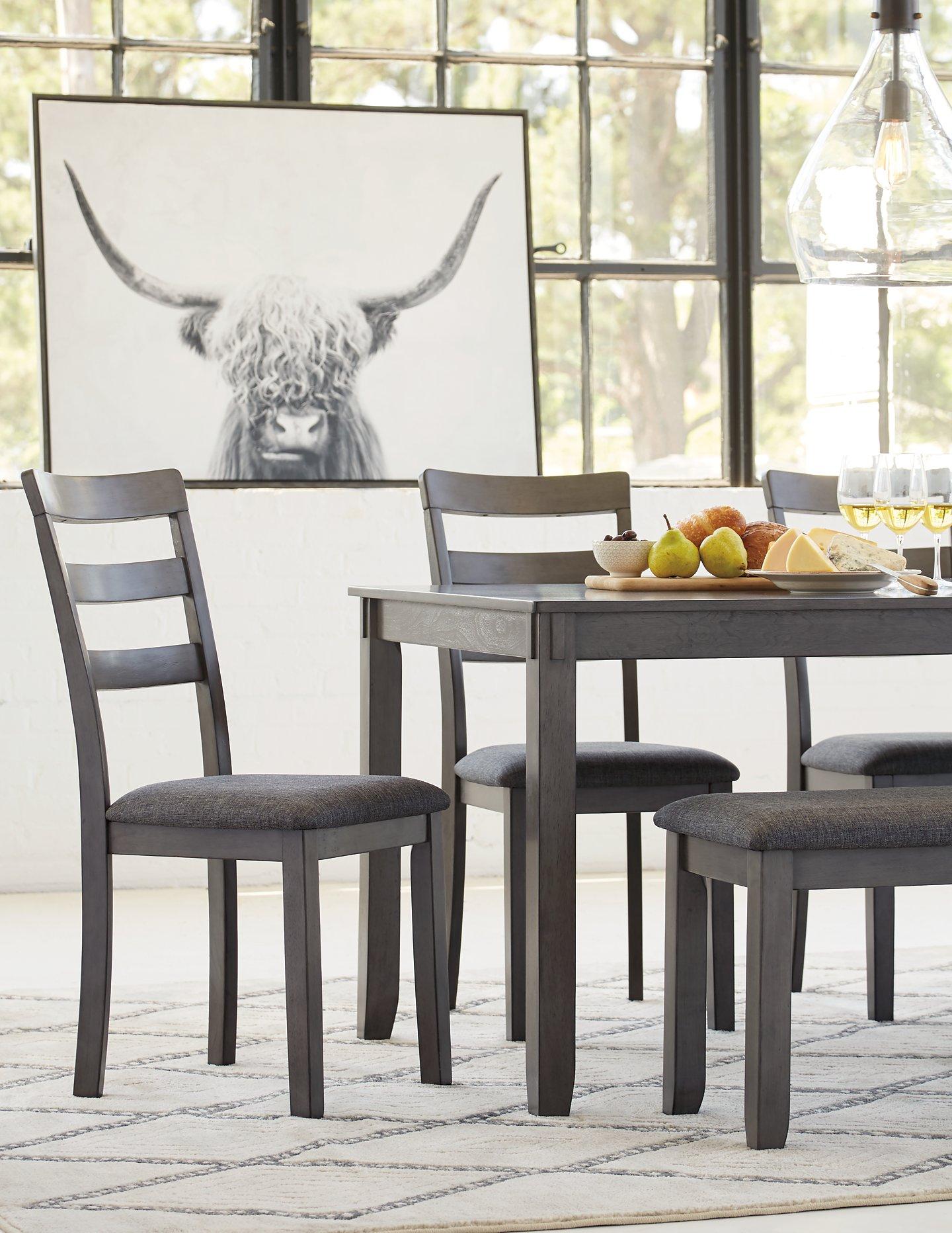 Bridson Dining Table and Chairs with Bench (Set of 6) - Furniture & Design Outlet (Kalamazoo,MI)