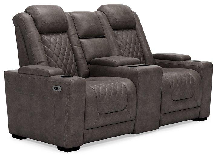 HyllMont Power Reclining Loveseat with Console - Furniture & Design Outlet (Kalamazoo,MI)
