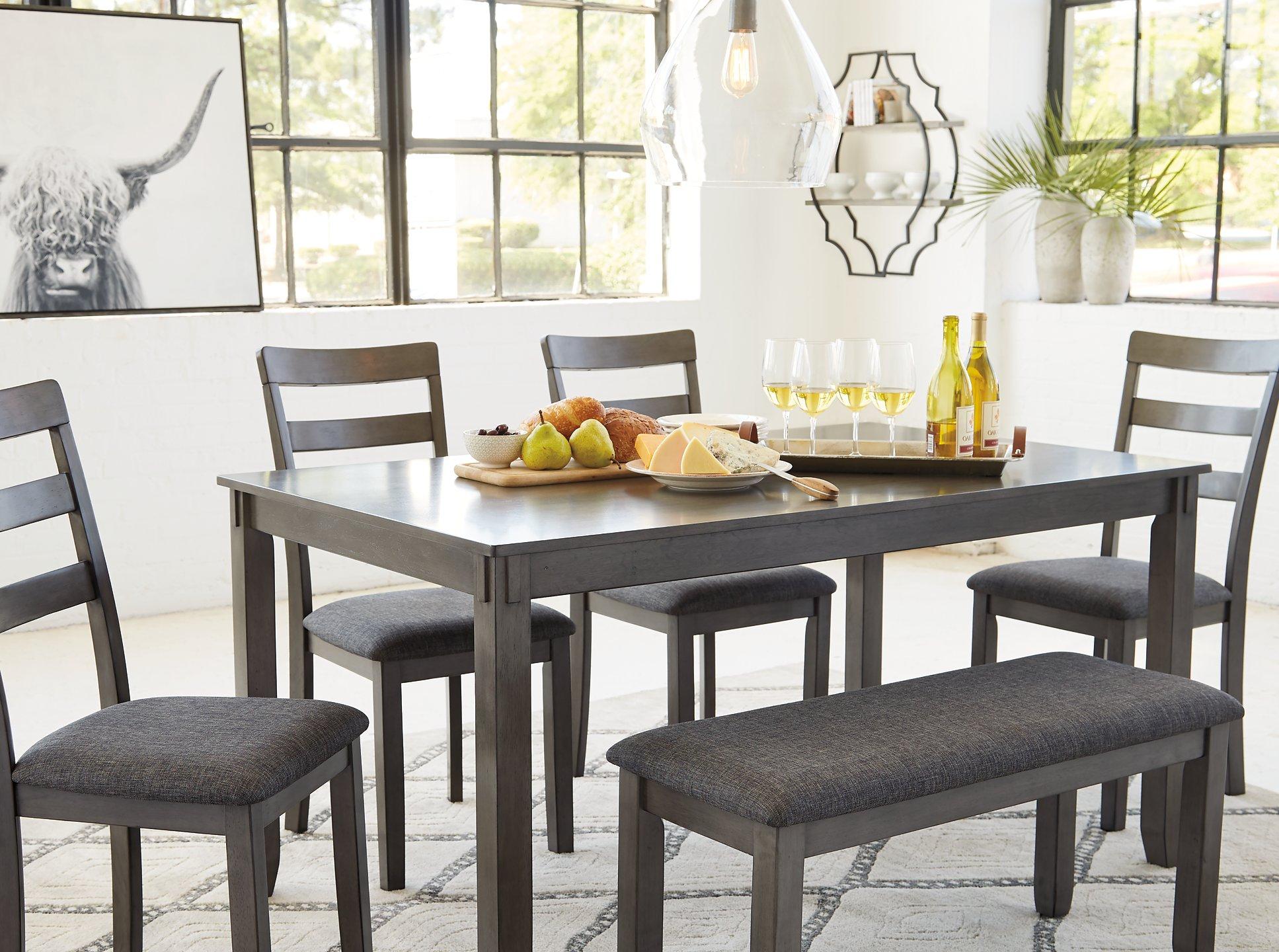 Bridson Dining Table and Chairs with Bench (Set of 6) - Furniture & Design Outlet (Kalamazoo,MI)