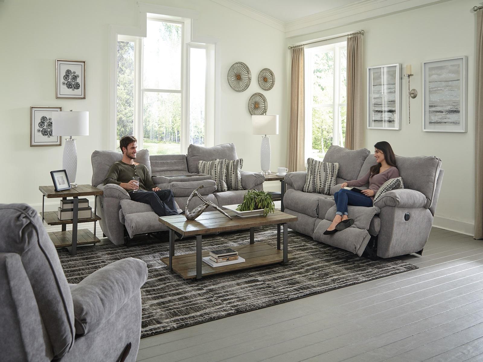 Catnapper Furniture Sadler Lay Flat Reclining Sofa with DDT in Mica - Furniture & Design Outlet (Kalamazoo,MI)