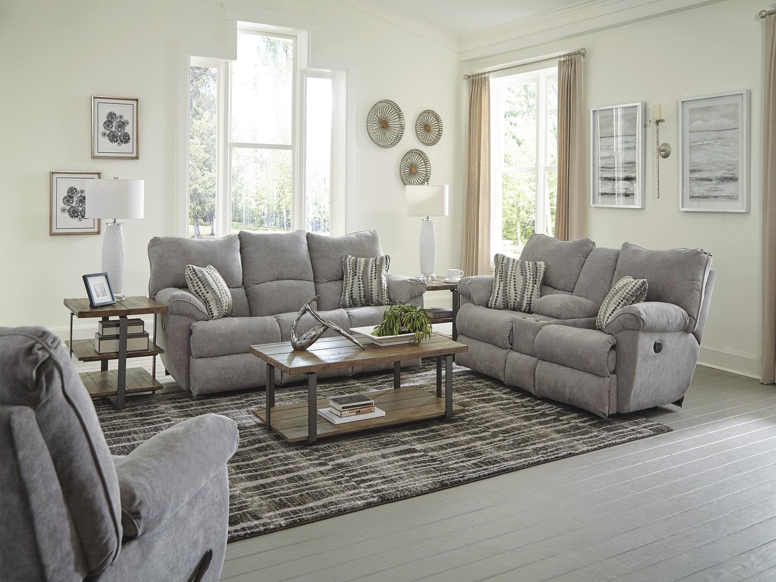 Catnapper Furniture Sadler Lay Flat Reclining Sofa with DDT in Mica - Furniture & Design Outlet (Kalamazoo,MI)